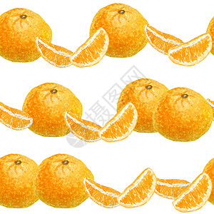 水彩手绘制了明亮的橙子橘子红番茄柑橘水果微量线 用于食品有机素类标签 包装 自然潮流设计等无缝图案以及插图叶子绘画食物热带手绘饮图片