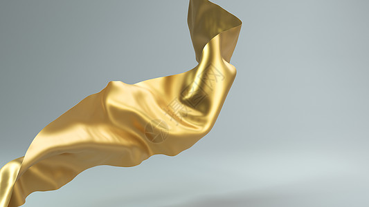金色布 吹风布3D 变成优雅的纺织品漂浮面纱空气围巾渲染横幅冻结曲线折叠运动图片