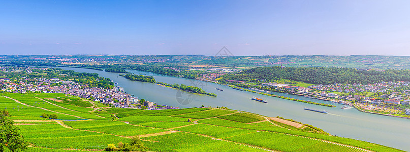 莱茵河峡谷或上中莱茵河谷的全景地区酿酒农业场地环境爬坡风景旅行天线蓝天图片