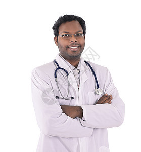 成功治疗师的肖像画 孤立在白色上成人职业工作微笑医生治疗师药品从业者男人咨询图片