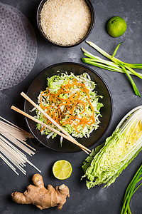 越南沙拉白菜餐厅横幅蔬菜洋葱饮食烹饪高架乡村面条图片