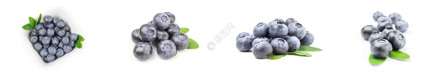 在白色背景上隔离的蓝莓拼贴图片