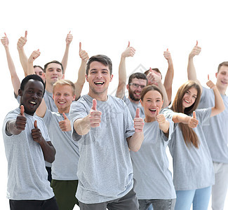 一群年轻人举起大拇指友谊幸福学生多样性团体队列女孩们社区乐趣团队图片