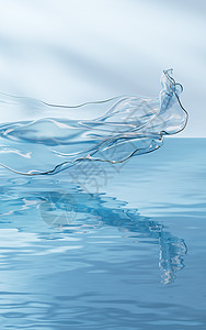 在水面上流着透明布料 3D进化蓝色纺织品丝绸飞行坡度柔软度线条皱纹缠绕折叠图片