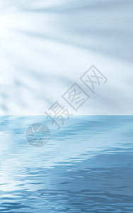 白色壁底水面 3D翻接波纹蓝色渲染液体海浪反射晴天流动图片