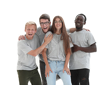 一组不同的年轻人站在顶尖的一端 面对着他们项目团队牛仔裤志愿广告牌情感自由服务组织团体图片