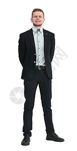 一个身穿商业西装的年轻男子公司合作伙伴衣服套装男人企业家广告牌职员职业图片