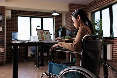 长期残疾女性工人轮椅使用者;有慢性残疾的女性图片