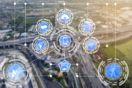 智能城市和无线通信网络互联网技术上网智力数据公用事业电脑城市景观转型图片