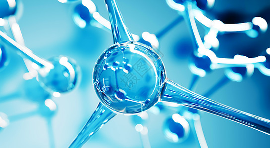 蓝色分子背景科学或医学背景 抽象水分子设计 原子公式 化学科学横幅或传单的抽象 dna 背景 3d 渲染图背景