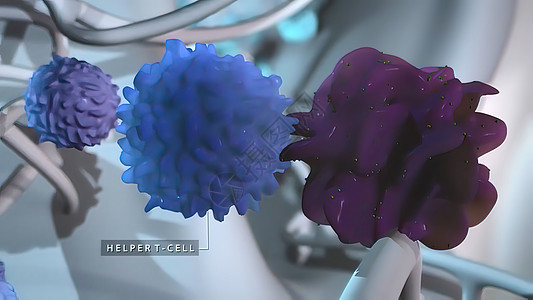 3D Immuno治疗医疗病原药品感染血细胞流感免疫学微生物抗原免疫插图图片