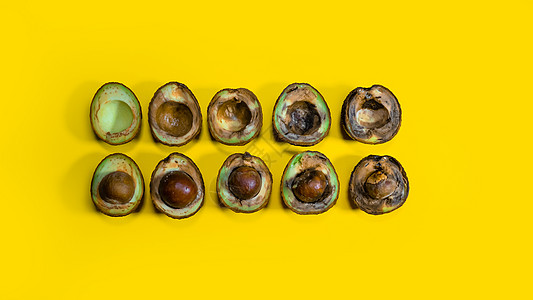 阿沃卡多从好的水果演变为腐烂的水果背景模具垃圾营养蔬菜霉菌热带食物饮食黄色图片