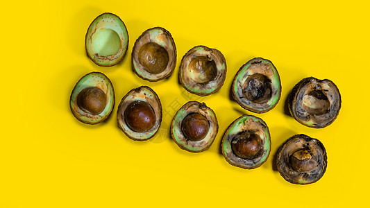 阿沃卡多从好的水果演变为腐烂的水果饮食霉菌蔬菜热带垃圾模具营养背景食物黄色图片
