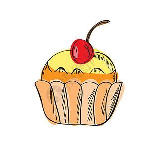 Cupcake 手工绘制的矢量涂鸦插图图片