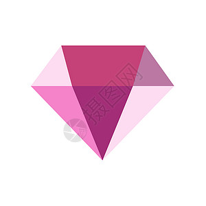 白色背景上孤立的矢量粉红钻石图标图片