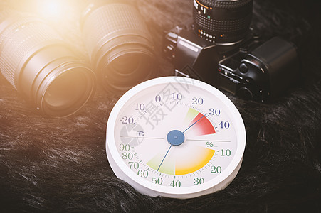模拟温度计 湿度计和摄影设备气候拨号店铺工具数字温度计指针镜片指标相机图片