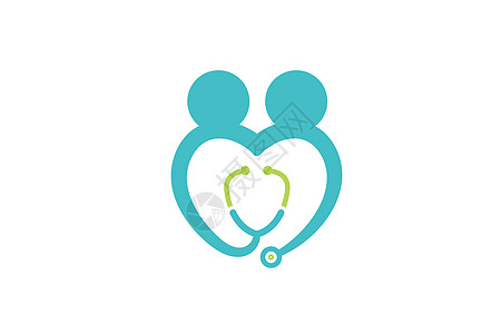 带有心脏形状的脉动镜图标 健康和医学符号保险插图中心生活家庭医生诊所商业身份护士图片