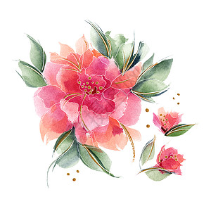 粉红花朵的成分 香香玫瑰花棉布日工花束印花手绘玫瑰香水假期邀请函艺术图片
