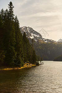 黑湖 自然景观 山湖 Zabljak 黑山 Durmitor国家公园假期水晶风景蓝色森林树木国家顶峰岩石游泳图片