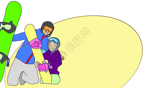 雪度假村享受和滑雪家庭 父亲 母亲和儿子带着滑雪板在滑雪胜地休息 雪山卡通插图中的人物体育活动学习头盔孩子男人童年季节卡通片娱乐图片