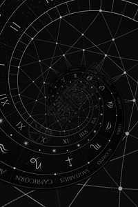 占星学和炼金术标志背景图示插图宇宙星系魔法癌症天文学日历十二生肖星星星座图片