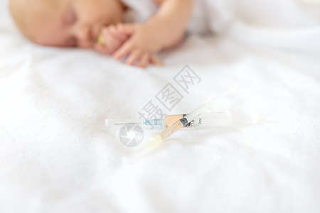 给婴儿接种疫苗 在手臂上注射 有选择的焦点护士治疗诊所医院抗生素疾病童年横幅药品医生图片