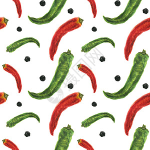 红辣椒 绿辣椒和青辣椒美食植物燃烧饮食包装纸胡椒蔬菜香料纺织品水彩图片