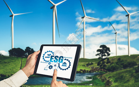 绿色企业转型 促进环境保护和ESSG业务概念的绿色商业转变治理公司地球回收战略思考投资风力技术生态图片