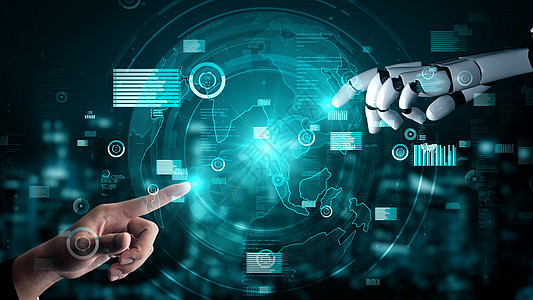 未来的机器人人造智能 启发AI技术概念的人类人工智能现实货币网络智力领导者互联网市场虚拟现实电子人电脑图片