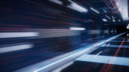 数字网络空间 科学菲概念隧道 3D转换运输速度蓝色技术运动地面科学数据科幻走廊图片