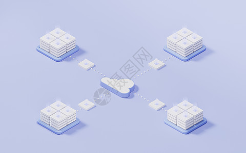 云计算概念 3D解释贮存服务器渲染托管电脑网络互联网中心界面商业图片