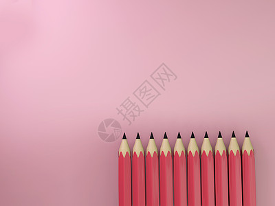 粉红实面铅笔和粉红色单面背景工作办公室教育作家木头绘画乐器橡皮艺术石墨图片