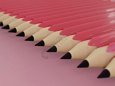 粉红实面铅笔和粉红色单面背景教育木头创造力插图艺术绘画办公室商业想像力学校图片