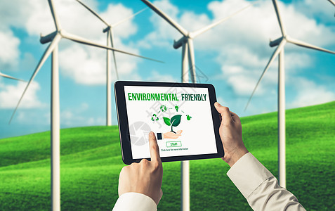 绿色企业转型 促进环境保护和ESSG业务概念的绿色商业转变涡轮回收生态目标控制板活力地球风车公司农场图片