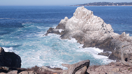悬崖岩壁 海边 洛沃斯角 加州海岸 海浪崩塌晴天支撑波浪飞溅海景海滩破岸蓝色力量海岸线图片