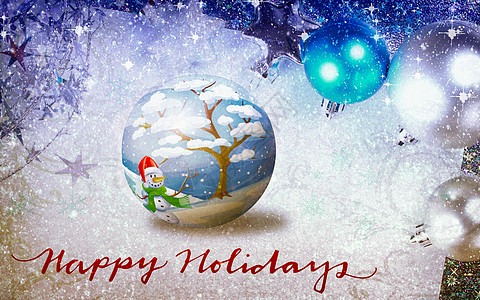 圣诞贺卡上贴着雪人的形象打印丝带插图假期邀请函日历季节惊喜雪花问候语图片
