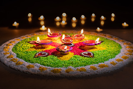 Diwali是印度教徒 Jains 锡克教徒和一些佛教徒庆祝灯光的节日风格宗教装饰品幸福蜡烛花纹旅行庆典仪式装饰图片