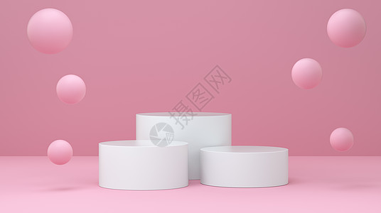 粉色壁画室有泡泡的子 最低几何背景形状抽象背景 (注 Podium)图片