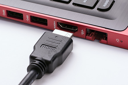 使用HDMI电缆进行监视办公室互联网接口键盘插座港口硬件局域网工具桌面图片