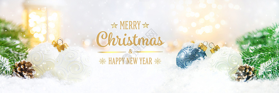 圣诞背景和美丽的装饰 新年 有选择的焦点横幅风格框架松树玩具假期云杉庆典蓝色季节图片