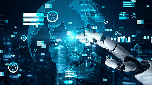 未来的机器人人造智能 启发AI技术概念的人类人工智能金融现实管理人员商业3d市场战略互联网科学电脑图片