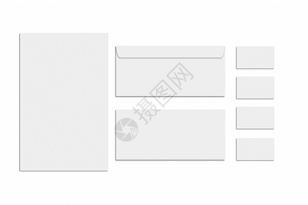 白色背景的空白文具和公司身份集 品牌化装饰嘲笑信封办公室剪刀纸板商业命令橡皮推介会打印图片