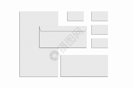 白色背景的空白文具和公司身份集 品牌化装饰卡片身份打印统治者嘲笑纸板床单团体命令品牌图片