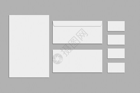 灰色背景的空白文具和公司身份套装 品牌化模版办公室打印活页统治者嘲笑商业文件夹团体橡皮卡片图片