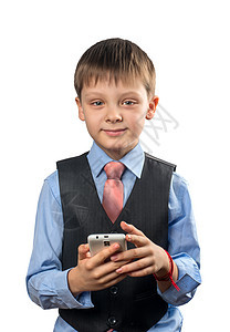 带电话的小男孩工作室男性青少年白色瞳孔学校教育快乐乐趣眼镜图片