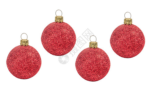 4个红圣诞球风格丝带传统喜悦玩具装饰季节庆典玻璃装饰品图片