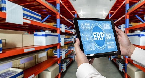 适用于现代企业的 ERP 企业资源规划软件出口监视器桌子工厂客户关系后勤项目制造业计划金融图片