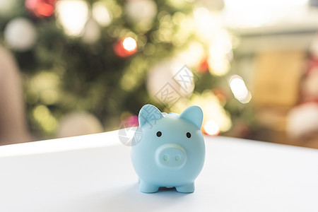 圣诞节 圣诞时间和小猪银行围巾帽子银行业假期小猪季节庆典展示金融商业图片