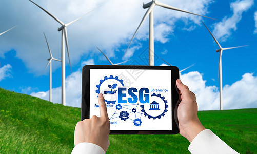 绿色企业转型 促进环境保护和ESSG业务概念的绿色商业转变控制板风力力量战略技术治理回收金融公司经济图片