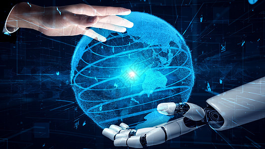 未来的机器人人造智能 启发AI技术概念的人类人工智能营销科学金融战略3d网络现实互联网量子库存图片